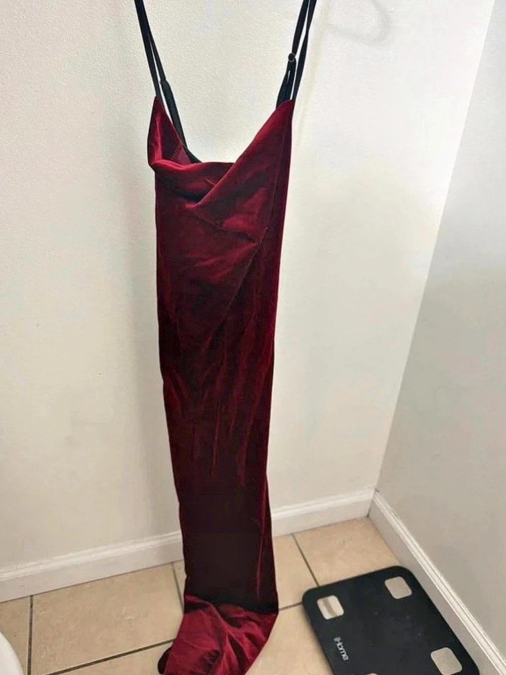 SHEIN Burgundy Velvet Maxi Dress